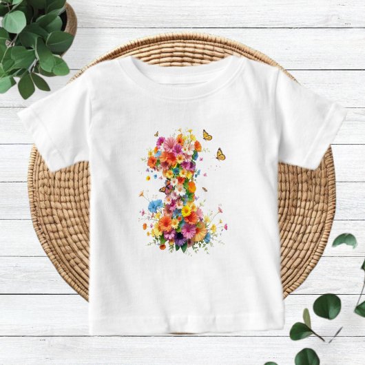 1st Birthday Floral Boho Baby Shirt - Modern Kids ベビーTシャツ
