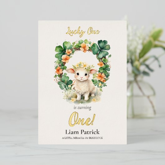 1st Birthday Foil Invitation St. Patrick's Card 箔招待状 (立ち正面)