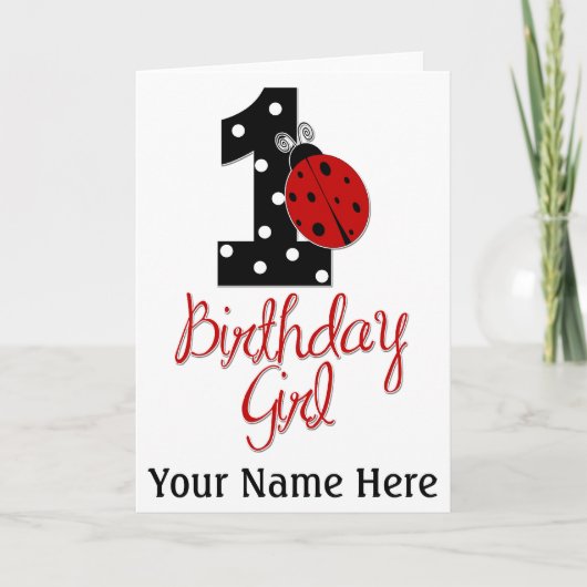 1st Birthday Girl - Lady Bug - 1 - Ladybug カード (正面)