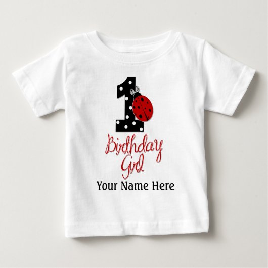 1st Birthday Girl - Lady Bug - 1 - Ladybug ベビーTシャツ (正面)