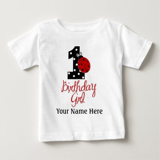 1st Birthday Girl - Lady Bug - 1 - Ladybug ベビーTシャツ (正面)
