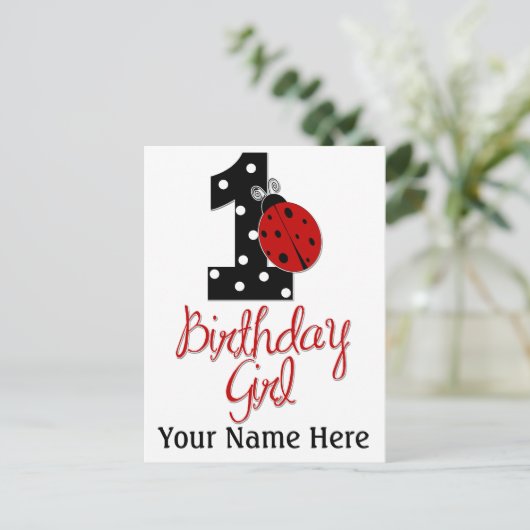 1st Birthday Girl - Lady Bug - 1 - Ladybug ポストカード (スタンド正面)