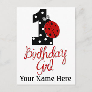 1st Birthday Girl - Lady Bug - 1 - Ladybug ポストカード