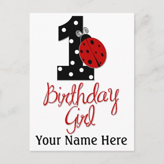 1st Birthday Girl - Lady Bug - 1 - Ladybug ポストカード (正面)