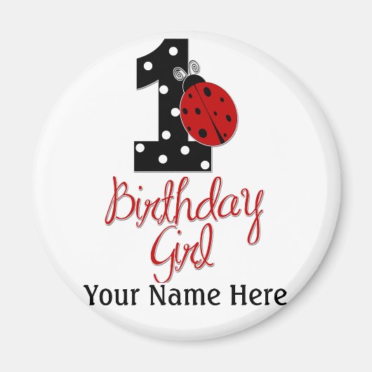 1st Birthday Girl - Lady Bug - 1 - Ladybug マグネット (正面)