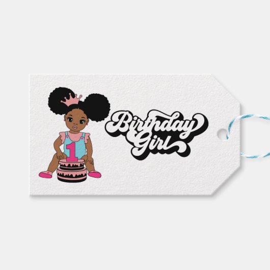 1st Birthday Girls Black Girl Magic Melanin Cake  ギフトタグ (正面(横))