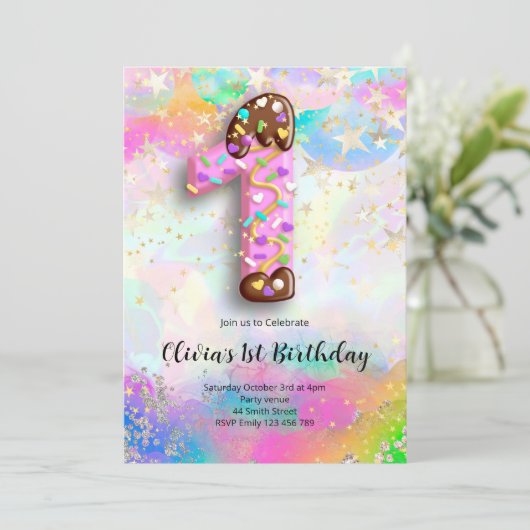 1st Birthday Girls Invitation 招待状 (スタンド正面)