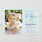 1st Birthday Girls Under The Sea Pretty 招待状 (正面/裏面)