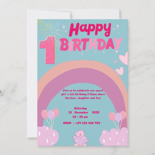 1st birthday invitation  招待状 (正面)