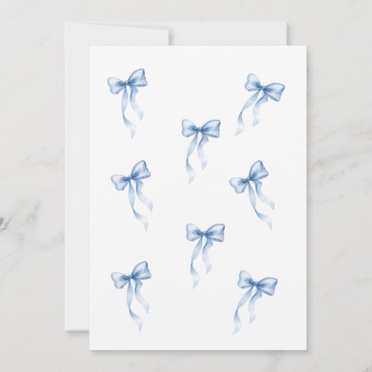 1st Birthday Invitation Blue Bow for Girls 招待状 (裏面)