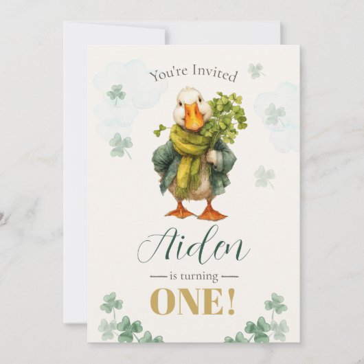 1st Birthday Invitation Card - St. Patrick's Day 招待状 (正面)