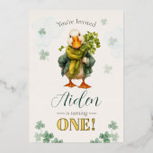 1st Birthday Invitation Card - St. Patrick's Day 箔招待状 (正面)