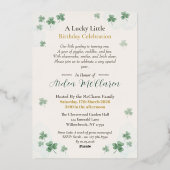 1st Birthday Invitation Card - St. Patrick's Day 箔招待状 (裏面)
