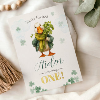 1st Birthday Invitation Card - St. Patrick's Day 箔招待状