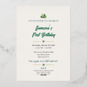 1st Birthday Invitation | Foil St. Patrick's Card 箔招待状 (裏面)