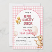1st Birthday Invitation One Lucky Duck Theme 招待状 (正面)