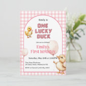 1st Birthday Invitation One Lucky Duck Theme 招待状 (スタンド正面)