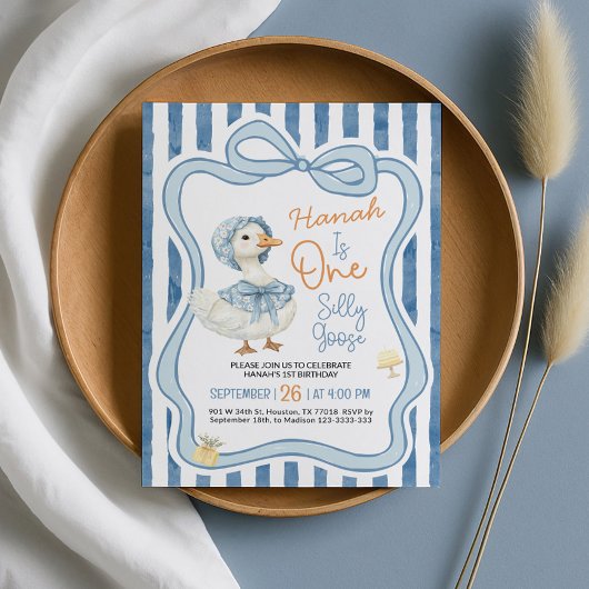 1st Birthday Invitation, Silly Goose Birthday  招待状