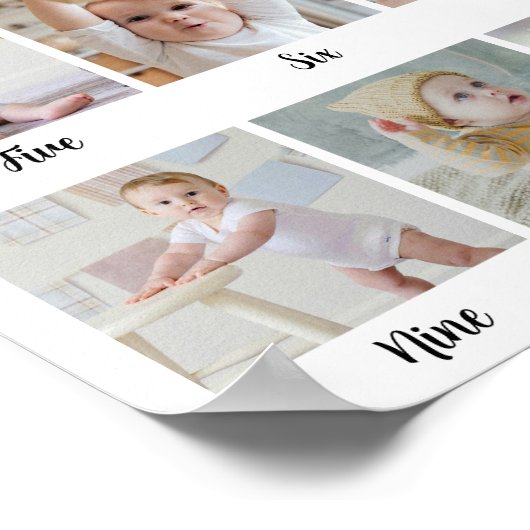 1st Birthday Milestone Custom Photo Collage ポスター (角)