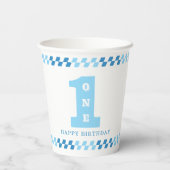 1st Birthday Party Boys Blue One 紙コップ (裏面)