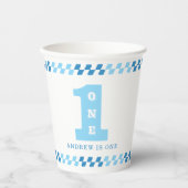 1st Birthday Party Boys Blue One 紙コップ (正面)