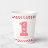 1st Birthday Party Girls Pink One 紙コップ (裏面)