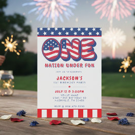 1st Birthday Party Patriotic USA Flag July 4th 招待状