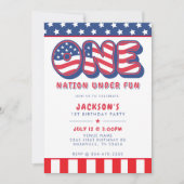 1st Birthday Party Patriotic USA Flag July 4th 招待状 (正面)