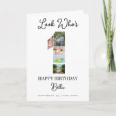1st Birthday Photo Collage Custom Number 1  カード (正面)