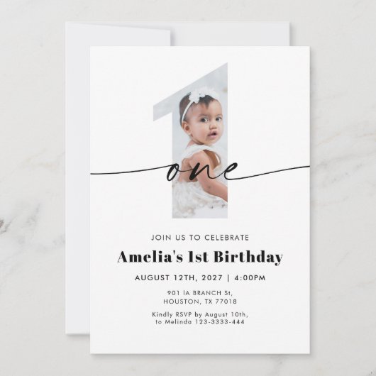1st Birthday Photo Invitation 招待状 (正面)
