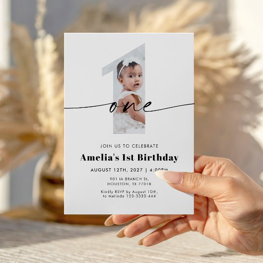 1st Birthday Photo Invitation 招待状