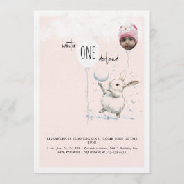 1st Birthday Photo Winter Wonderland Birthday  招待状