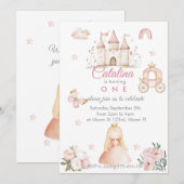 1st Birthday Princess Girl Invitation 招待状 (正面/裏面)