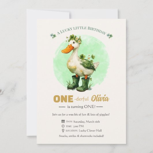 1st Birthday St. Patrick's Day Invitation Card 招待状 (正面)