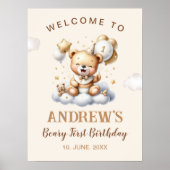 1st Birthday Teddy Bear Birthday Boy ポスター (正面)