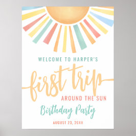 1st Birthday Trip Around The Sun Welcome Sign ポスター