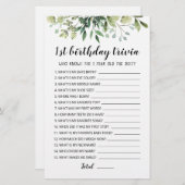 1st Birthday Trivia編集可能ゲーム (正面/裏面)