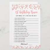 1st Birthday Trivia編集可能ゲーム (正面/裏面)