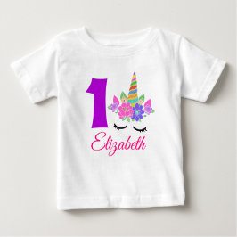 1st Birthday Unicorn Themed Baby T-Shirt ベビーTシャツ