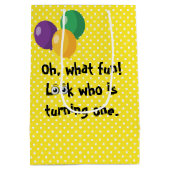 1st Birthday Wildlife Animal Babies ミディアムペーパーバッグ (裏面)