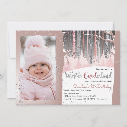1st Birthday Winter Onederlandの写真 招待状 (正面)