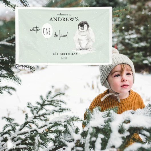 1st Birthday Winter Wonderland Birthday Welcome 横断幕