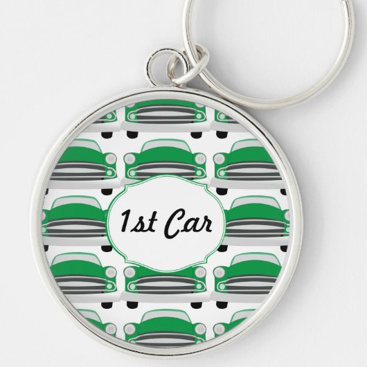 1st Car グリーン クラシックカー キーホルダー (正面)