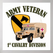 1st Cav Vet - Humvee Amvel ポスター (正面)