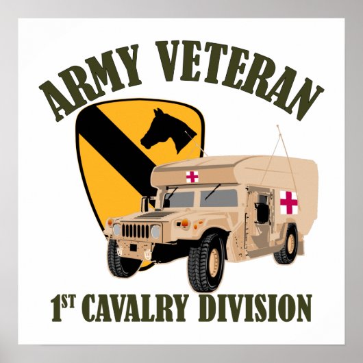 1st Cav Vet - Humvee Amvel ポスター (正面)