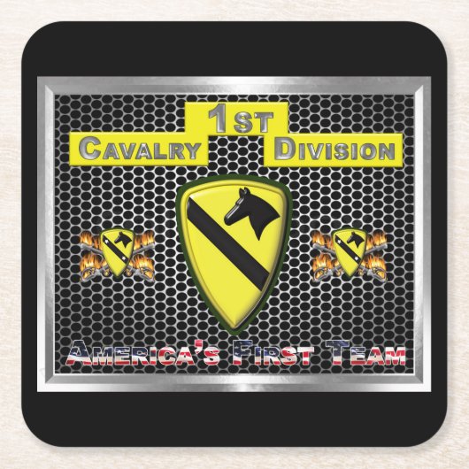 1st Cavalry Division 1st CAV スクエアペーパーコースター (正面)