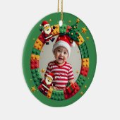 1st Christmas 2 sided Festive Builder green セラミックオーナメント (右)