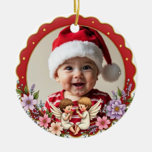 1st Christmas 2 sided Golden Keepsake セラミックオーナメント (正面)