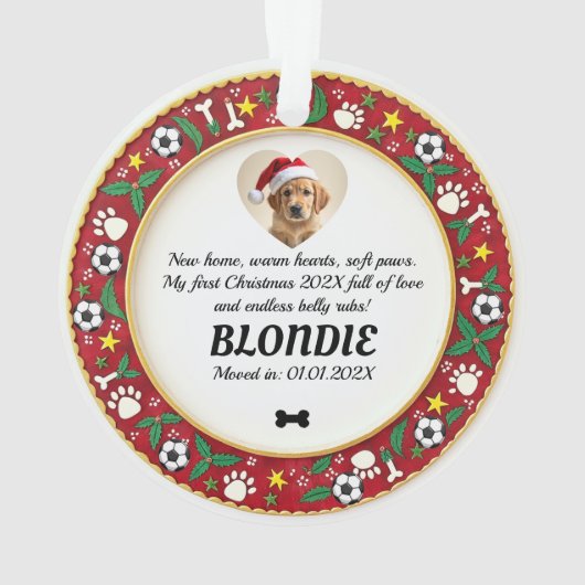 1st Christmas 2-sided Paws & Holly オーナメント (裏面)