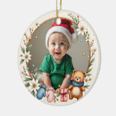 1st Christmas 2 sided Poinsettia Snuggles セラミックオーナメント (左)